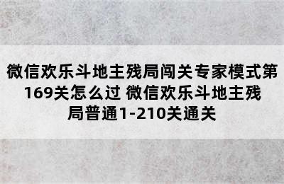 微信欢乐斗地主残局闯关专家模式第169关怎么过 微信欢乐斗地主残局普通1-210关通关